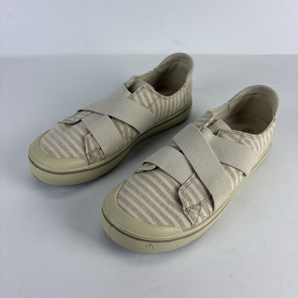 Keen Women Elsa IV Sneaker Size 9.5 Beige Stripe Shoe Low Top Vulcanized Retro